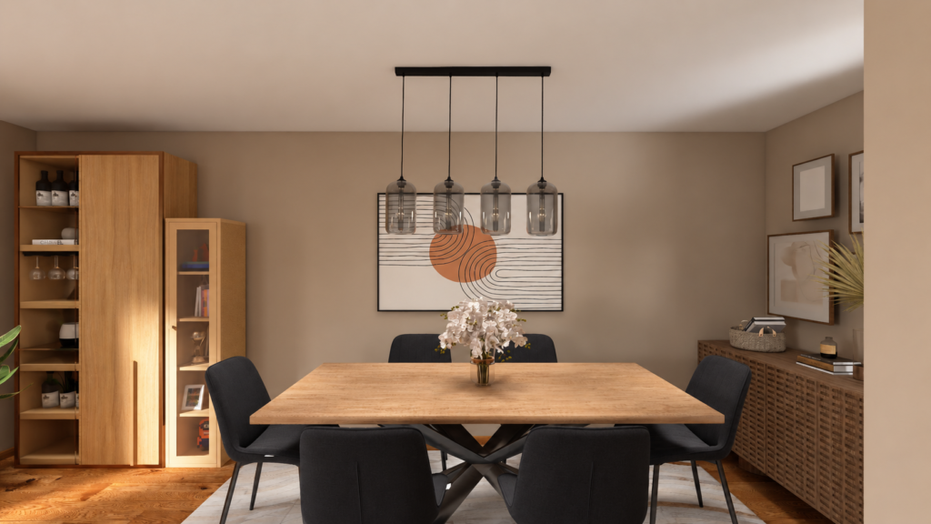 Sala de estar e jantar em Ansbach | Marcia Perry Interiors - Design de interiores em Ansbach